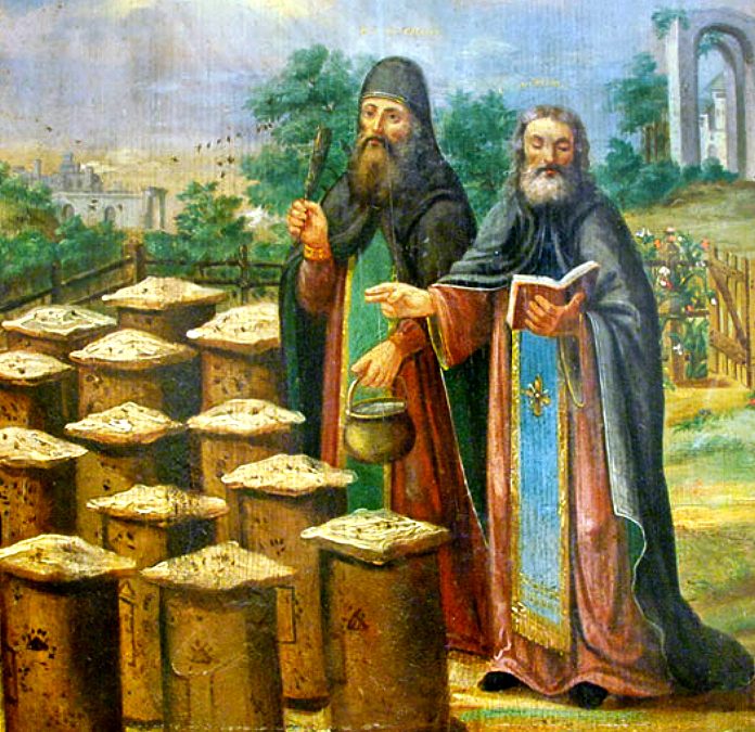 Saints Zosimas and Sabbatius of Solovki blessing the bees